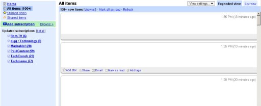 Google Reader blank