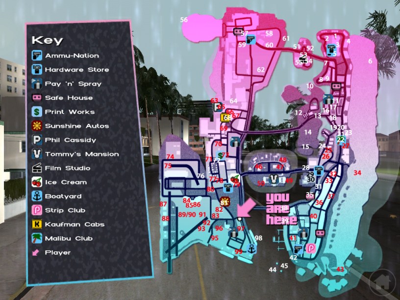 Hidden packages map GTA Vice City