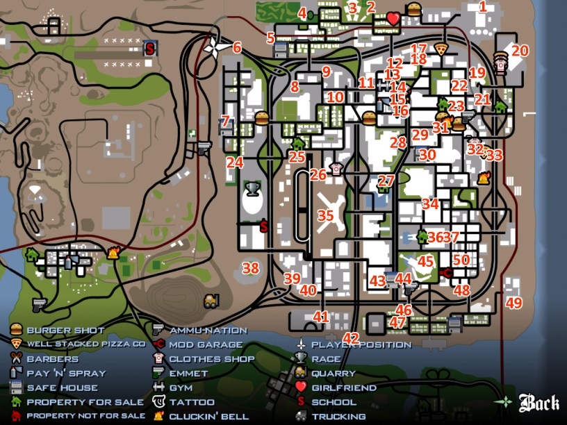 Horseshoe location map - GTA San Andreas